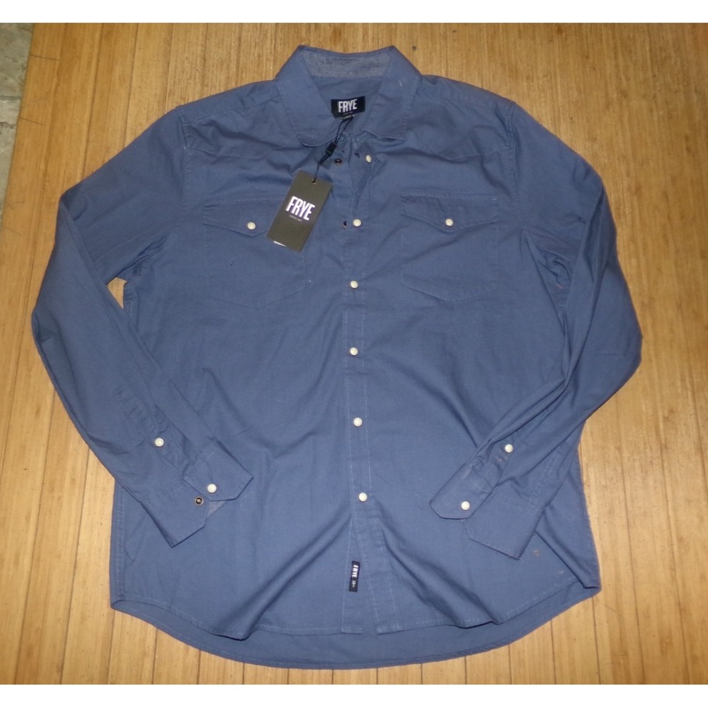 FRYE‎ L/S Mens SZ LRG Snap Front Shirt~VINTAGE INDIGO~NWT